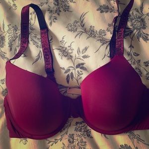 Burgundy Victoria’s Secret underwire bra